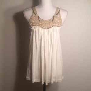 Charlotte Russe cream top with gold sequins